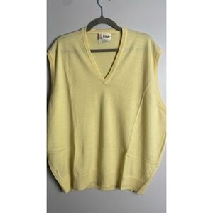 PRINGLE Yellow Wool Sweater Vest Made‎ In Scotland Golf Dad Academia XXL